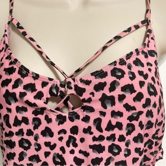 NO BOUNDARIES Pink and Black Cheetah 1 Piece Swimsuit Womens XL 15 16 - Picture 8 of 13